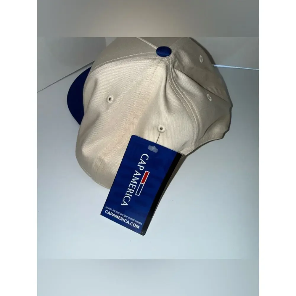 NWT ZORBAZ PIZZA embroidered SnapBack cream and blue hat - Picture 3 of 5